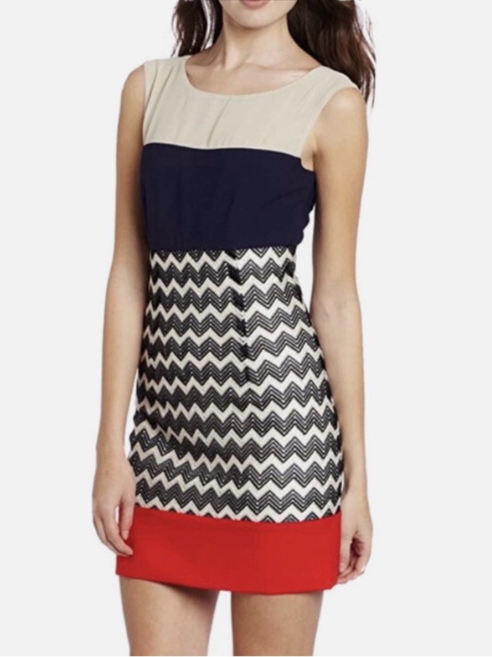 BNWOT Max and Cleo Ava Colorblock Chevron Dress size 8 - Picture 2 of 14